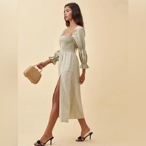 REFORMATION Hyland Linen Dress in Dried Herbs | Size M | Sold Out Blogger Fav!